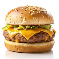Крупный план аппетитного чизбургера с салатом и сыром. Генеративный искусственный интеллект - RomanZ