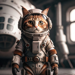 Космический кот-воин с милыми глазками в футуристическом сеттинге. Генеративный ИИ - RomanZ
