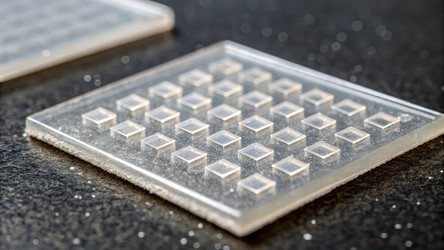 Крупный план сложных микроструктур на стеклянной пластине. Генеративный искусственный интеллект - RomanZ