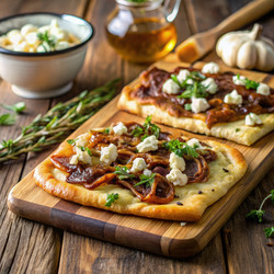 Вкусная золотистая лепешка с карамелизованным луком. Генеративный искусственный интеллект - RomanZ