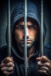 Хакер в темной тюремной камере за решеткой. Генеративный ИИ - RomanZ