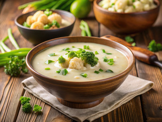 Вкусный крем-суп из цветной капусты и картофеля с травами. Генеративный искусственный интеллект - RomanZ