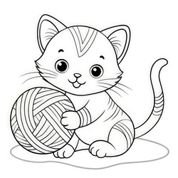 Котенок наслаждается игривыми моментами с клубком пряжи в уютной обстановке. Генеративный ИИ - RomanZ