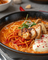 Вкуснейший острый куриный рамен с чесночным сливочным соусом. Генеративный ИИ - RomanZ