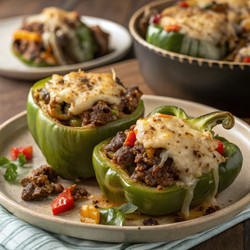 Фаршированные перцы с начинкой, вдохновленные вкусом филадельфийского чизстейка. Генеративный искусственный интеллект - RomanZ