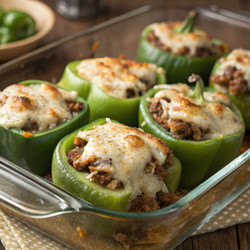 Фаршированные зеленые болгарские перцы, приготовленные для вкусного блюда. Генеративный искусственный интеллект - RomanZ