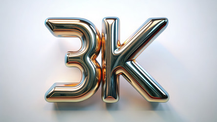 Металлический 3K на белом фоне - Стильный дизайн, созданный с помощью ИИ - RomanZ