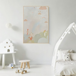 Large Mural Adorns Child’s Room With Playful Landscape. Generative AI - RomanZ
