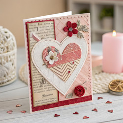 Beautifully Crafted Valentine’s Day Card With Heart Design. Generative AI - RomanZ