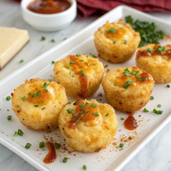 Картофельные шарики с сыром, подаются с соусом. Генеративный ИИ - RomanZ