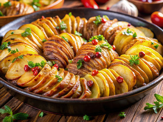 Вкусные запеченные картофельные полоски, красиво оформленные. Генеративный искусственный интеллект - RomanZ