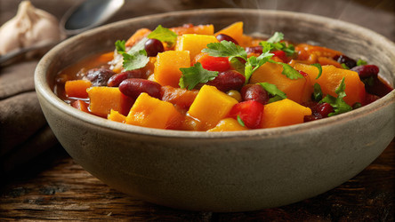 Вкусное блюдо из кабачков и фасоли, подается с гарниром. Генеративный искусственный интеллект - RomanZ