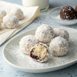 Вкусные шоколадно-кокосовые снежки в сахарной пудре. Генеративный искусственный интеллект - RomanZ