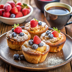Маффины из французских тостов с корицей и сахаром, ягодами и кофе - RomanZ
