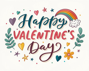 Happy Valentine’s Day Handwritten Letter With Colorful Designs. Generative AI - RomanZ