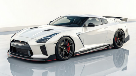 Nissan GT R переосмысливает белый цвет с помощью современных элементов дизайна. Генеративный искусственный интеллект - RomanZ