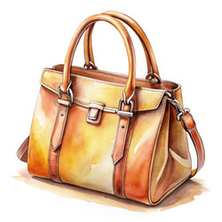 Elegant Watercolor Women’s Bag Design on White Background. Generative AI - RomanZ
