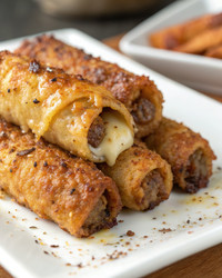 Внимательно рассмотрите блюдо Golden BBQ Beef Rolled Cuid на подносе. Генеративный искусственный интеллект - RomanZ