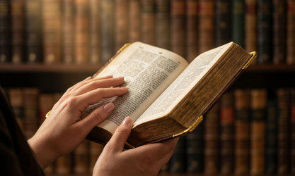 Красивые женские руки держат старинную книгу - qvazzimota