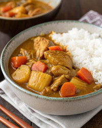 Насыщенное японское карри, подаваемое с рисом и овощами. Генеративный искусственный интеллект - RomanZ