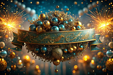 С Новым 2025 годом! Блестящая абстрактная винтажная открытка, флаер, шаблон с местом для текста. Праздничный баннер для вечеринки и новогодней ночи - PhotoJuli