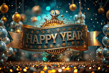 С Новым 2025 годом! Блестящая абстрактная винтажная открытка, флаер, шаблон с местом для текста. Праздничный баннер для вечеринки и новогодней ночи - PhotoJuli