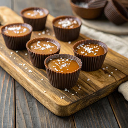 Восхитительные шоколадные чашечки с золотистой карамелью. Генеративный искусственный интеллект - RomanZ