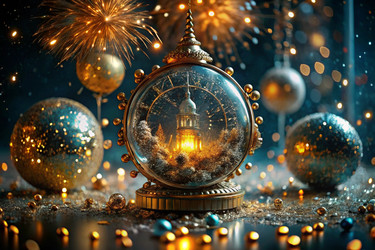 С Новым 2025 годом! Блестящая абстрактная винтажная открытка, флаер, шаблон с местом для текста. Праздничный баннер для вечеринки и новогодней ночи - PhotoJuli