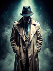 Загадочная фигура в плаще в тумане и тенях. Генеративный ИИ - RomanZ