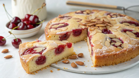 Вкуснейшие миндально-вишневые кексы на мраморном блюде. Генеративный ИИ - RomanZ