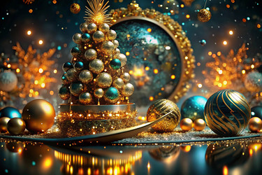 С Новым 2025 годом! Блестящая абстрактная винтажная открытка, флаер, шаблон с местом для текста. Праздничный баннер для вечеринки и новогодней ночи - PhotoJuli