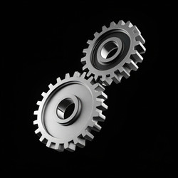 Минималистичная иконка с двумя переплетающимися шестернями в стандартном масштабе. Генеративный ИИ - RomanZ