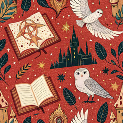 Креативный дизайн с изображением сов и книг в одном узоре - RomanZ