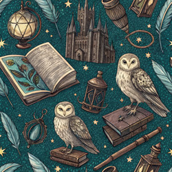 Дизайн с изображением совы и книг в стиле фэнтези - RomanZ