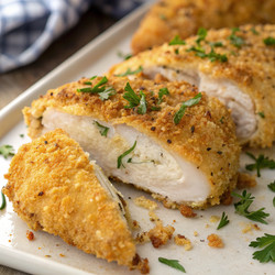 Хрустящая курица в соусе ранч с маслом и свежей зеленью на блюде. Генеративный искусственный интеллект - RomanZ