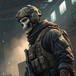 Призрак из Call of Duty Mobile в действии на поле боя. Генеративный ИИ - RomanZ
