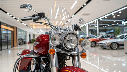 Полированный мотоцикл Harley Davidson Road King, выставленный в выставочном зале - RomanZ
