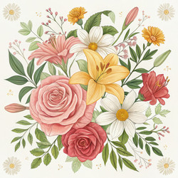 Прекрасная цветочная композиция, демонстрирующая разнообразие цветов. Генеративный искусственный интеллект - RomanZ