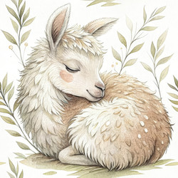 Милое животное отдыхает среди зеленых листьев и растений - RomanZ