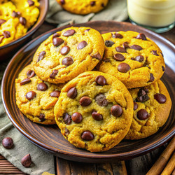 Вкуснейшее печенье с шоколадной крошкой на деревенском деревянном столе. Генеративный искусственный интеллект - RomanZ