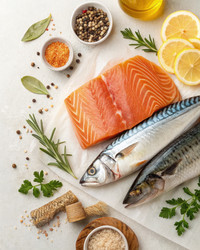 Свежий выбор морепродуктов с травами и специями для приготовления. Генеративный искусственный интеллект - RomanZ