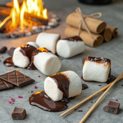 Вкуснейшие воздушные зефирки в шоколаде у костра. Генеративный ИИ - RomanZ