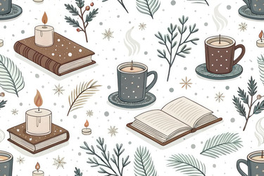 Уютная зимняя атмосфера с книгами, свечами и растениями - RomanZ