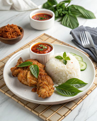 Наслаждайтесь классической жареной курицей с рисом и соусом. Генеративный ИИ - RomanZ