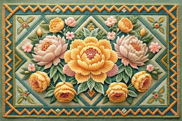 Замысловатый пиксельный рисунок ковра с яркими цветами. Генеративный ИИ - RomanZ