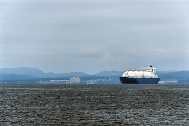 Газовоз на рейде. Пригородное. Сахалин. A gas carrier at the pier. Prigorodnoe. Sakhalin. (marka) - marka
