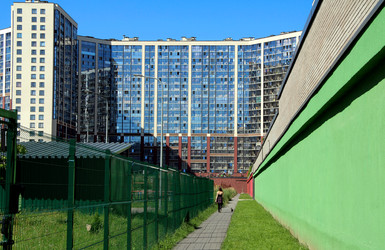 Девушка с собакой в среди городской застройки. Кудрово. Ленинградская область. Россия. Июль 2026г - Zauberfloten