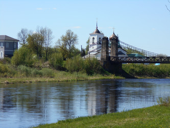 Церковь Николая Чудотворца в городе Остров и цепной мост - Anastasia_y