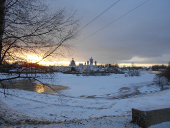 Тихвинский Богородичный Успенский мужской монастырь зимним вечером - Anastasia_y