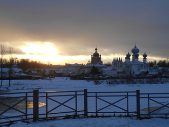 Тихвинский Богородичный Успенский мужской монастырь зимним вечером - Anastasia_y